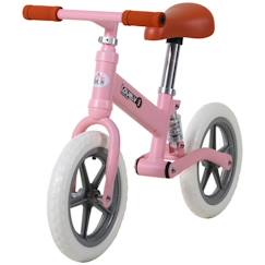 Jouet-Jeux de plein air-Tricycles, draisiennes et trottinettes-Draisiennes-Draisienne enfant roues 12" suspension selle hauteur réglable acier rose