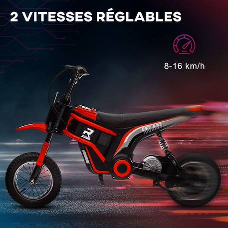 Moto cross électrique dirt bike enfant 350W 12V 2 vitesses 8-16 Km/h rouge noir ROUGE 5 - vertbaudet enfant 