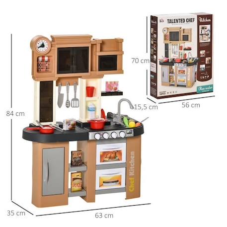 Cuisine pour enfant - dinette - jeu d'imitation complet 58 accessoires variés - fonctions sonores, simulation écoulement eau - PP PE MARRON 3 - vertbaudet enfant 