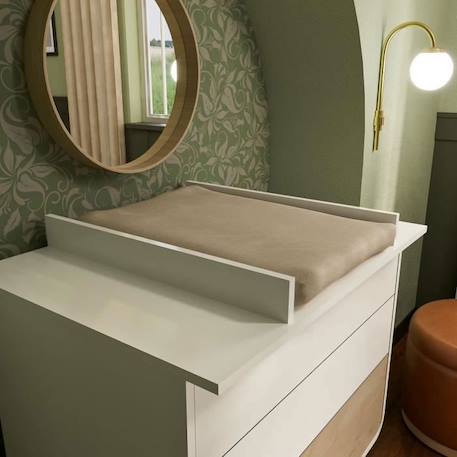 Commode à langer 3 tiroirs Sasha Blanc et bois BLANC 3 - vertbaudet enfant 