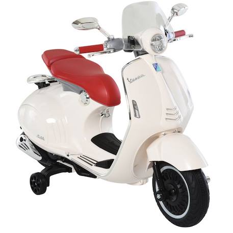 Scooter moto électrique enfant Vespa 6V 30W 2 roulettes auxiliaires effets sonores lumineux crème BLEU 1 - vertbaudet enfant 