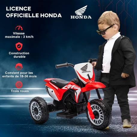 Moto Cross électrique enfant 3 roues licence officielle Honda CRF 450 R V. max. 3 Km/h fonctions sonores rouge ROUGE 4 - vertbaudet enfant 