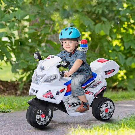 Moto scooter électrique pour enfants modèle policier fonctions sirène et gyrophare à partir de 3 ans BLANC 2 - vertbaudet enfant 