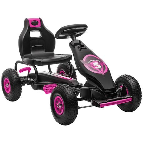 Kart à pédales enfant Go kart Formule 1 Racing Super Power 5 aileron avant pneus gonflables caoutchouc noir rose ROSE 1 - vertbaudet enfant 