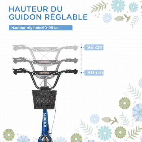 Trottinette patinette enfant grandes roues pneumatiques guidon réglable frein AV-AR garde-boue béquille panier métal bleu noir BLEU 4 - vertbaudet enfant 