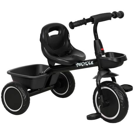 Tricycle pour enfant évolutif avec siège réglable - pédales - 2 paniers - ceinture - pour enfant de 2 à 5 ans - noir NOIR 1 - vertbaudet enfant 