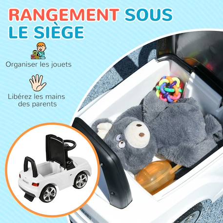 Porteur trotteur enfants - AIYAPLAY - voiture licence Bentley Bentayga 18-36 mois coffre - klaxon - 67 x 29 x 39 cm blanc BLANC 6 - vertbaudet enfant 