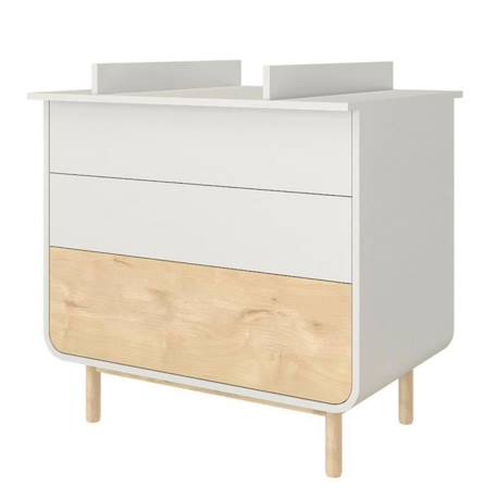 Commode à langer 3 tiroirs Sasha Blanc et bois BLANC 1 - vertbaudet enfant 