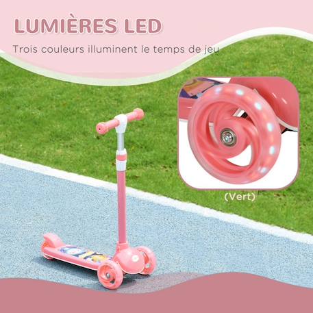 Trottinette enfant - AIYAPLAY - 3 Roues Lumineuses LED - Hauteur Guidon réglable -frein à Friction arrière de 2 à 6 ans Rose ROSE 6 - vertbaudet enfant 