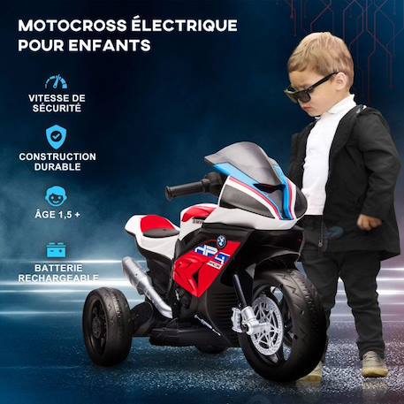 Moto électrique pour enfant BMW HP4 race 3 roues 6 V 2,5 Km/h phare effets sonores rouge ROUGE 4 - vertbaudet enfant 