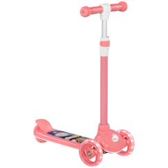 Jouet-Trottinette pour enfants trottinette 3 roues lumineuses LED hauteur guidon réglable  frein à friction arrière rose