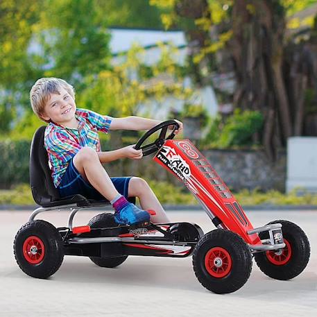 Kart à pédales Go-Kart enfants 129L x 59l x 70H cm Ø roues 26 cm siège ergonomique rouge ROUGE 2 - vertbaudet enfant 