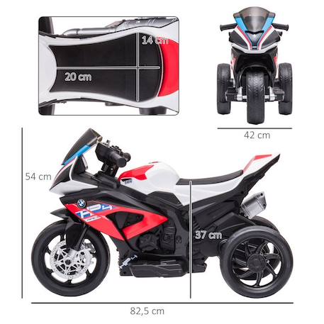 Moto électrique pour enfant BMW HP4 race 3 roues 6 V 2,5 Km/h phare effets sonores rouge ROUGE 3 - vertbaudet enfant 