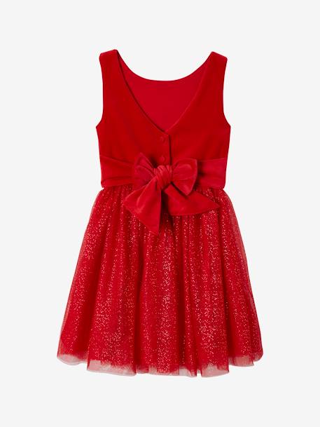 Robe de Noël en velours et tulle brillant fille rouge 3 - vertbaudet enfant 