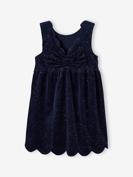 Robe de fête en velours lisse fille noeud au dos BLEU FONCE UNI+rouge 2 - vertbaudet enfant 