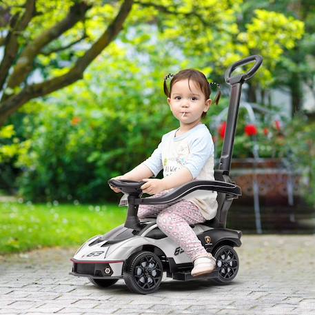 Voiture à pousser pour enfants AIYAPLAY porteur enfants 1 à 3 ans multi-équipée avec poignée de poussée, klaxon et volant, Blanc BLANC 3 - vertbaudet enfant 