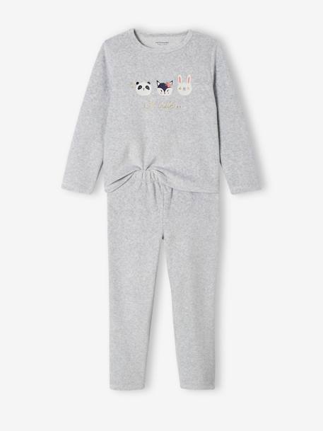 Lot de 2 pyjamas animaux fille en velours gris chiné 2 - vertbaudet enfant 