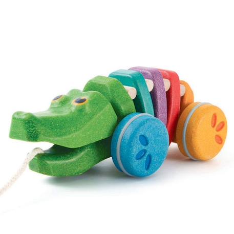 Plan Toys - Alligator arc en ciel à tirer - TROUSSELIER VERT 1 - vertbaudet enfant 