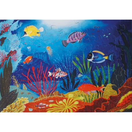 Puzzle en bois - PUZZLE MICHELE WILSON - Poissons tropicaux - 50 pièces - Tableaux et peintures - Enfant BEIGE 4 - vertbaudet enfant 