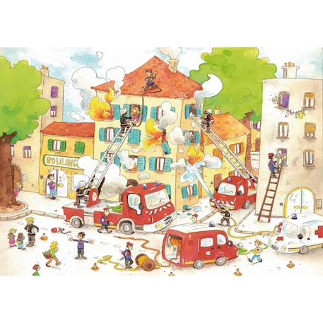 Puzzle en bois Fait Main 50 pièces - Puzzle Michele Wilson - Les Pompiers en action - Tableaux et peintures BEIGE 2 - vertbaudet enfant 