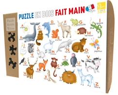 Jouet-Jeux éducatifs-Puzzle en bois fait main 12 pièces - Puzzle Michèle Wilson - Alphabet des Animaux - Pour enfants dès 3 ans