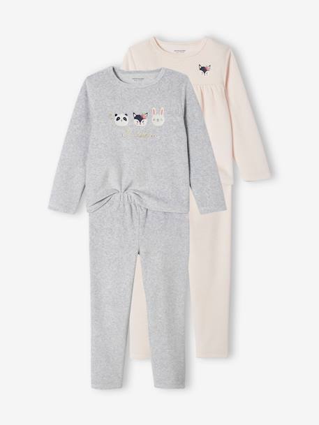 Fille-Pyjama, surpyjama-Lot de 2 pyjamas animaux fille en velours