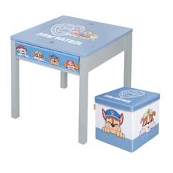 Chambre et rangement-Chambre-Table d'Activités ROBA Pat'Patrouille + 1 Tabouret avec Rangement - Plaque de Construction LEGO Intégrée - Bleu - Gris