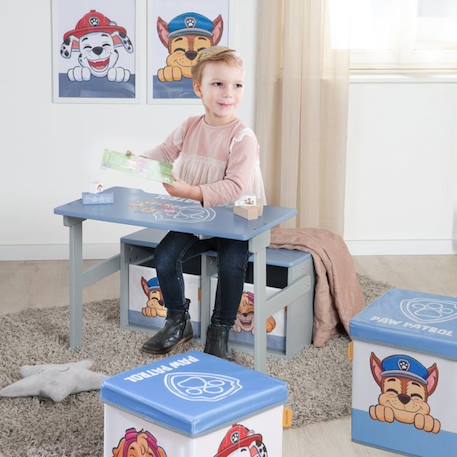 Bureau Enfant 2EN1 ROBA Pat'Patrouille - Transformable en Banc avec 2 Boites de Rangements en Tissu - Bleu - Gris BLEU 4 - vertbaudet enfant 