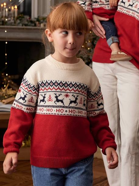 Pull jacquard de Noël enfant capsule famille marine+rouge 4 - vertbaudet enfant 