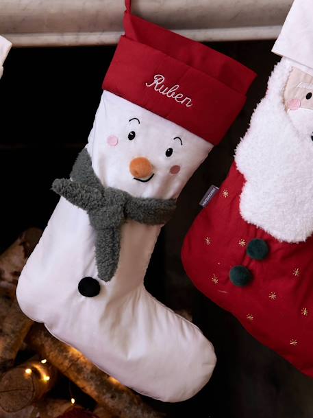 Chaussette de Noël bonhomme de neige personnalisable blanc 1 - vertbaudet enfant 