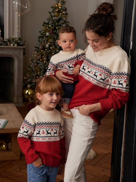 Pull jacquard de Noël enfant capsule famille marine+rouge 8 - vertbaudet enfant 