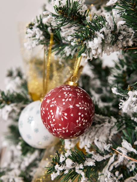 Lot 6 boules de Noël traditionnelles rouge imprimé 3 - vertbaudet enfant 