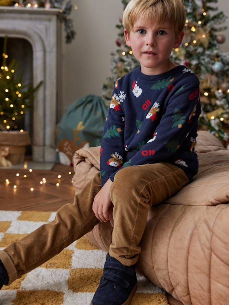 Pull jacquard de Noël motifs ludiques garçon marine 7 - vertbaudet enfant 