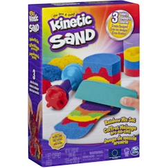 Jouet-Activités artistiques et musicales-Loisirs créatifs-KINETIC SAND - COFFRET ARC-EN-CIEL 390 G + 6 accessoires - 6053691 - Sable magique à modèler - Jouet 3 ans, Modèle aléatoire