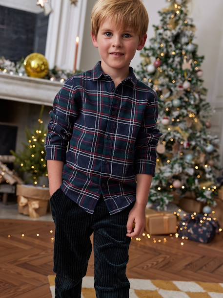 Chemise de Noël à carreaux garçon marine 5 - vertbaudet enfant 