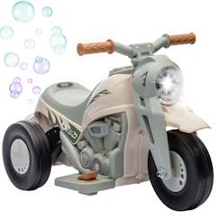 Jouet-Jeux de plein air-Véhicules enfant-Moto électrique enfants AIYAPLAY 3 roues, 6 V, 3 km/h, avec fonction de bulles, effets lumineux et sonores, 2 à 5 ans, crème