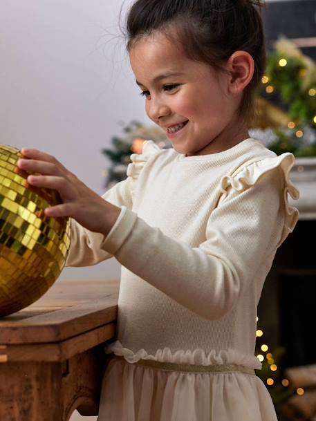 Robe de Noël bi-matière jupon en tulle fille écru 8 - vertbaudet enfant 