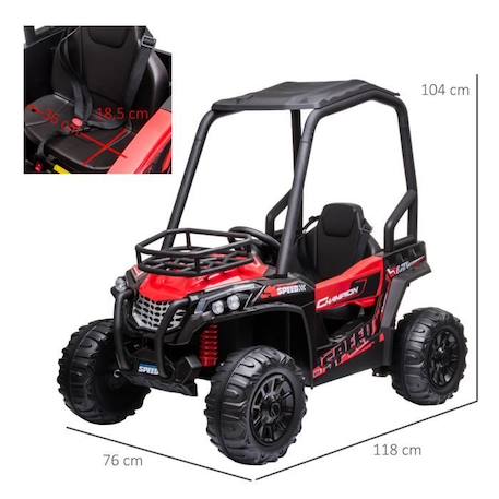 Voiture électrique enfant 3 à 8 ans - buggy quad électrique 120 W - V. max. 6 Km/h - télécommande - effets lumineux sonores - rouge ROUGE 3 - vertbaudet enfant 