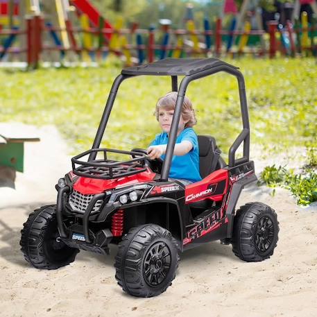 Voiture électrique enfant 3 à 8 ans - buggy quad électrique 120 W - V. max. 6 Km/h - télécommande - effets lumineux sonores - rouge ROUGE 2 - vertbaudet enfant 