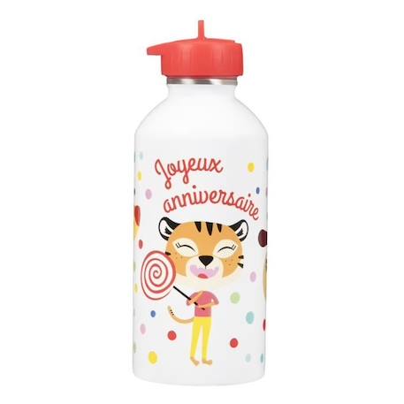 Fille-Accessoires-Gourde enfant Acier inoxydable - Facile à nettoyer - Gourde réutilisable - Contenance 300ml - 17 cm x 6,5 cm - Joyeux anniversaire