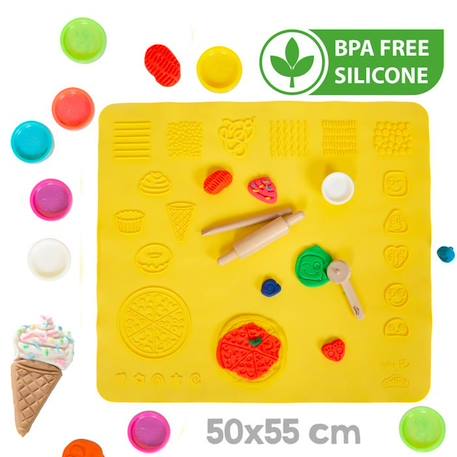 Kit de Loisirs Créatifs ROBA x Play-Doh avec 12 Pots de Pâte à Modeler + Tapis de Jeu 3D et Accessoires - pour Enfants dès 3 Ans JAUNE 2 - vertbaudet enfant 