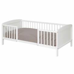 Chambre et rangement-Lit enfant avec barrières Peyo - AKITEN RETAIL - Blanc 70x140 cm - Bois massif - Matelas inclus - Classique - Intemporel