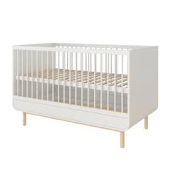 Chambre et rangement-Lit bébé évolutif - AKITEN RETAIL - Modèle Sasha - Matelas inclus 70x140 cm - Bois massif - 4 positions