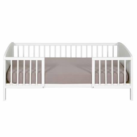 Lit enfant avec barrières Peyo - AKITEN RETAIL - Blanc 70x140 cm - Bois massif - Matelas inclus - Classique - Intemporel BLANC 4 - vertbaudet enfant 