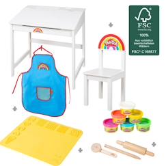 Jouet-Bureau Enfant ROBA x Play-Doh + Chaise + 6 Pots de Pâte à Modeler + Tablier Imperméable et Accessoires - Jouet Créatif dès 3 Ans