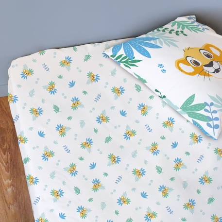 Drap-housse 100% coton DISNEY LE ROI LION SIMBA - Taille 90x190 cm BLANC 2 - vertbaudet enfant 