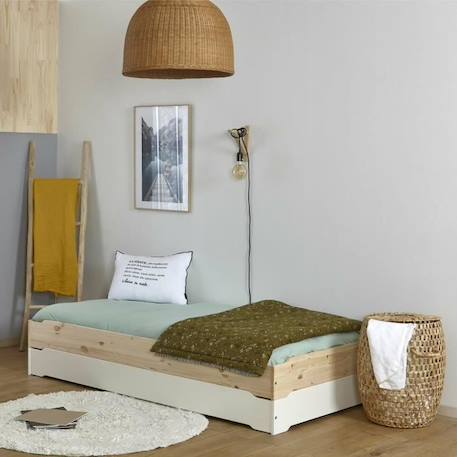 Lit empilable - AKITEN RETAIL - Jelly - Bois massif - Sommier lattes massives - Matelas HD inclus MARRON 3 - vertbaudet enfant 