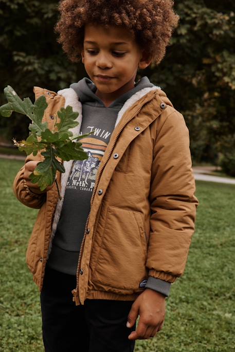 Parka à capuche doublure fausse fourrure garçon bronze 3 - vertbaudet enfant 