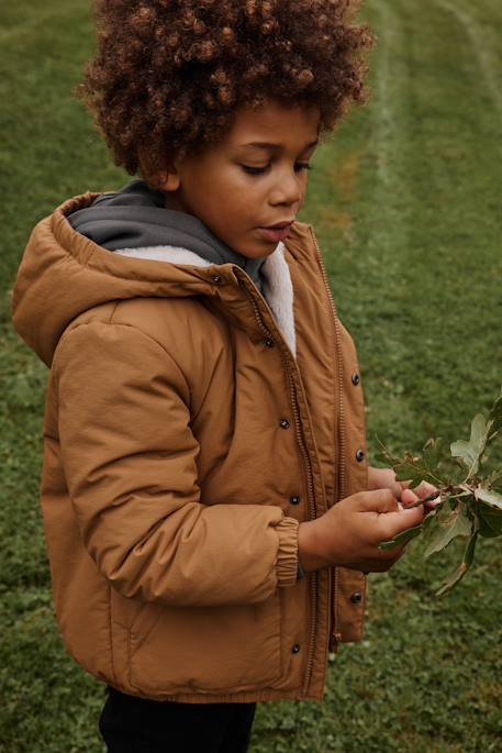 Parka à capuche doublure fausse fourrure garçon bronze 4 - vertbaudet enfant 