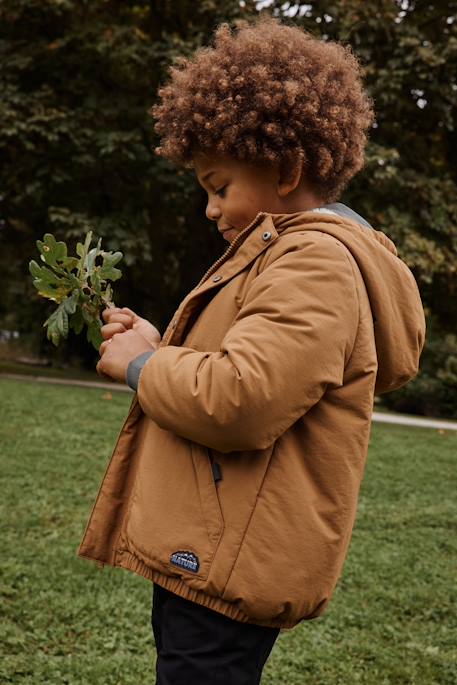 Parka à capuche doublure fausse fourrure garçon bronze 5 - vertbaudet enfant 